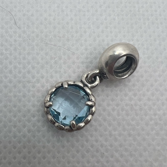Authentic Pandora Cool Breeze Blue Topaz Dangle Charm Sterling Silver 925 - Picture 4 of 6